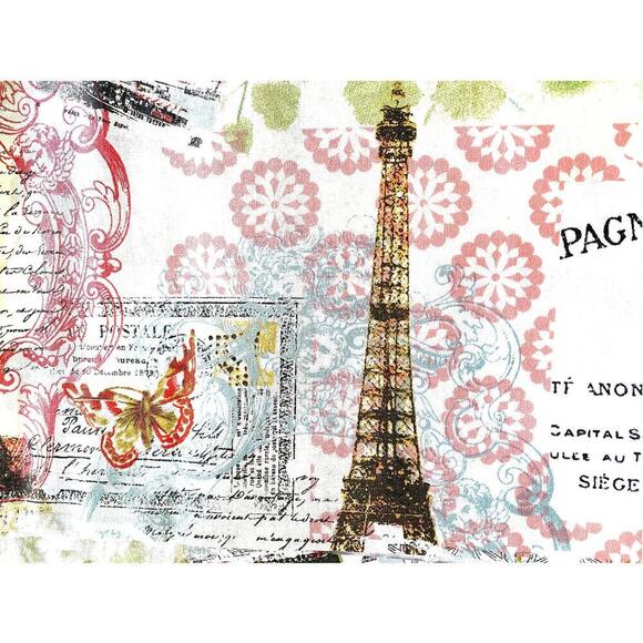 Pre-cut Paris Theme Fabric Swatch 51 Pieces Pink, Brown, Greenery, Eiffel Tower - Picture 2 of 7